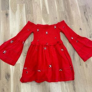 Free People Red Off the Shoulder Mini Dress